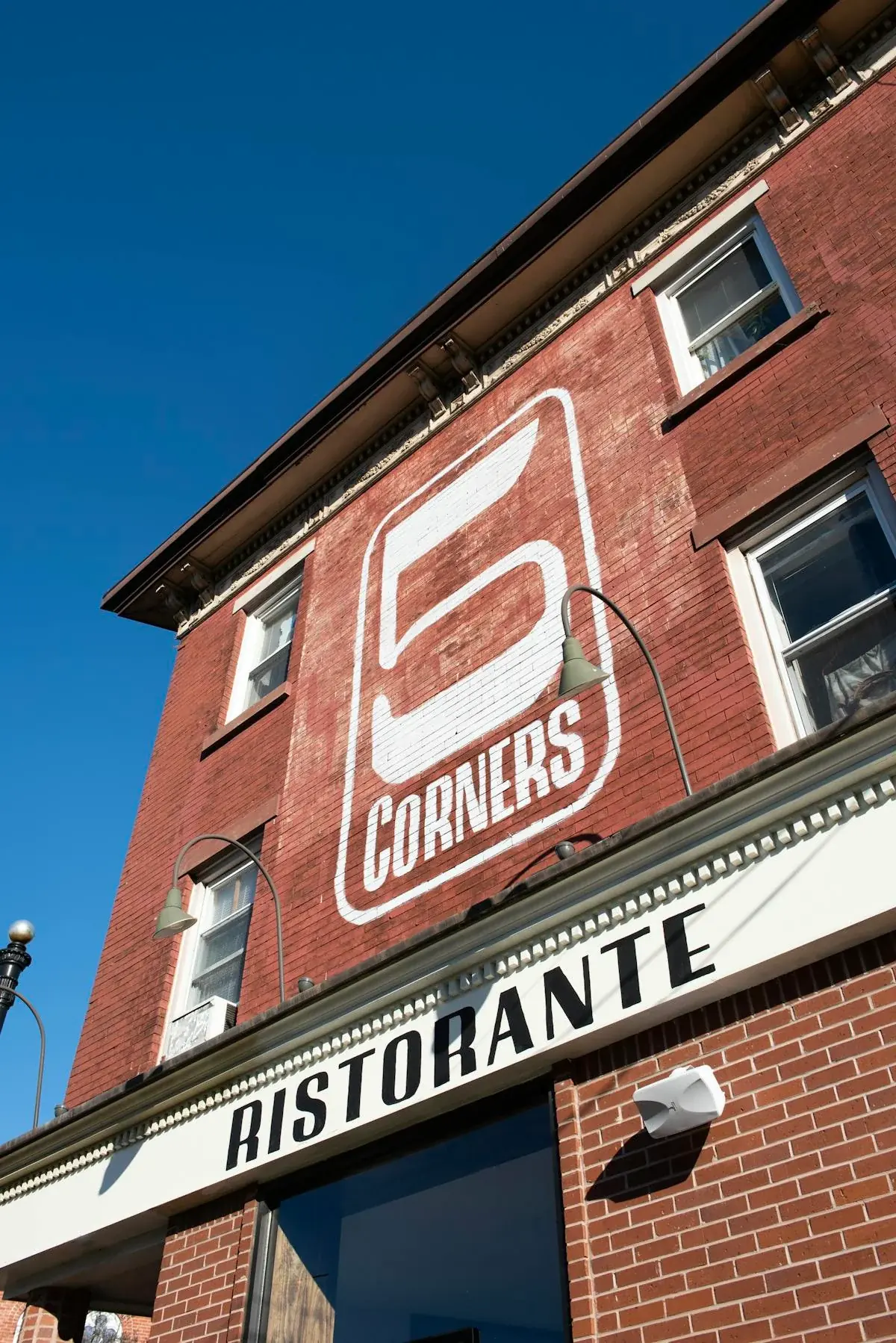Exterior of Five Corners Ristorante at the historic Five Corners intersection in Newark's Ironbound